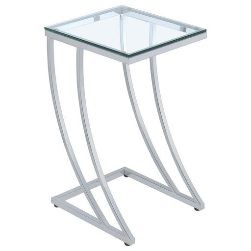 Cayden - Rectangular Glass Top Sofa Side Table - Chrome - JaxCo Furniture