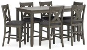 Caitbrook - Gray - Rect Drm Counter Table Set (Set of 7) - JaxCo Furniture