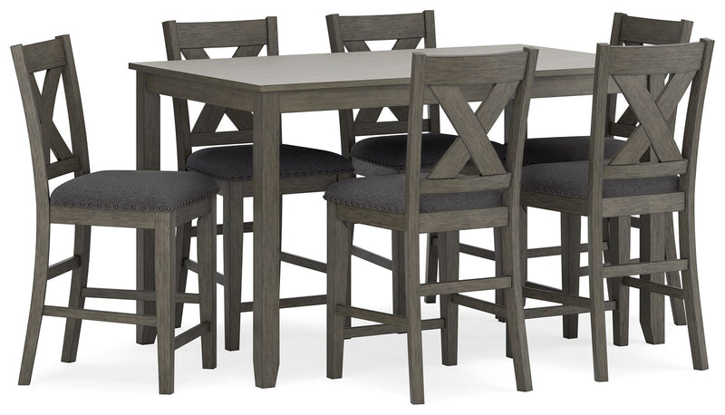 Caitbrook - Gray - Rect Drm Counter Table Set (Set of 7) - JaxCo Furniture