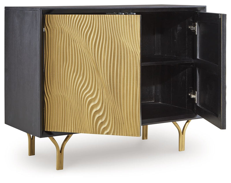 Tayner - Black / Gold Finish - Accent Cabinet - JaxCo Furniture