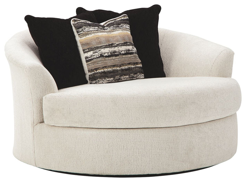 Cambri - Snow - Oversized Round Swivel Chair - JaxCo Furniture