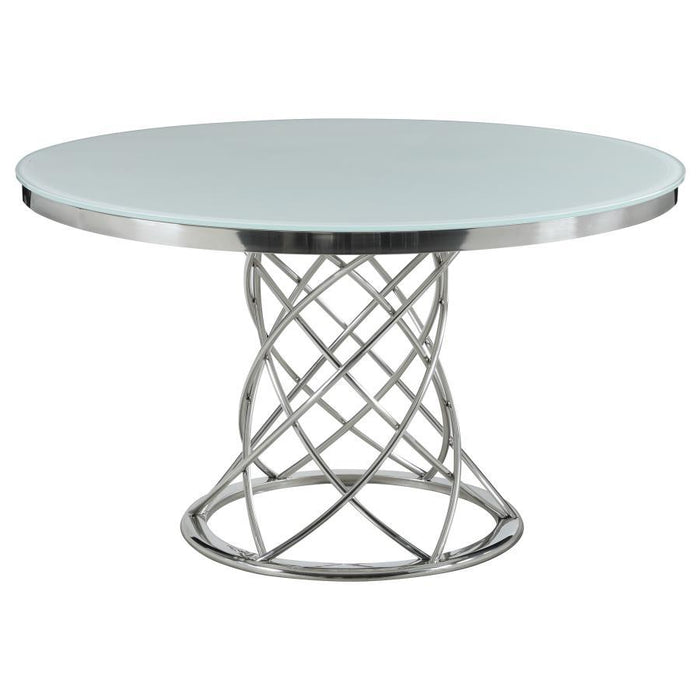 Irene - Round Glass Top Dining Table - Chrome - JaxCo Furniture