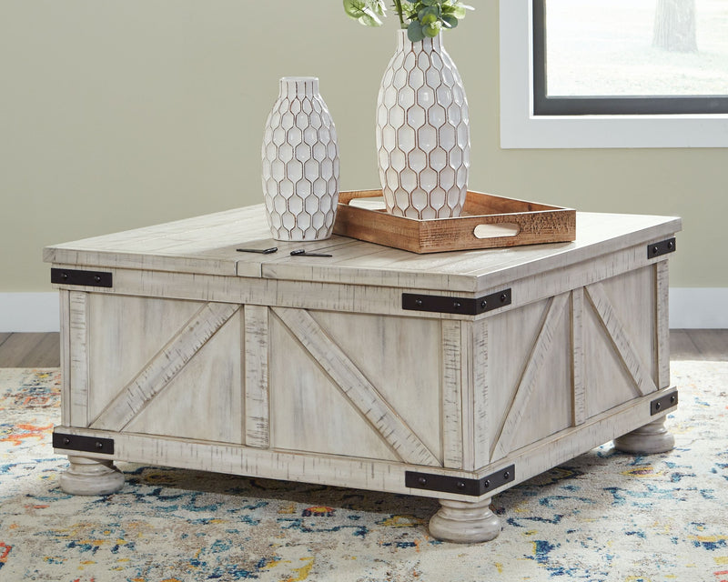 Carynhurst - Whitewash - Cocktail Table with Storage - JaxCo Furniture