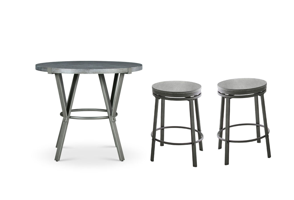 Portland - 3 Piece Dining Set With Round Counter Table - Pearl Silver - JaxCo Furniture