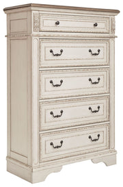 Realyn - White / Brown / Beige - Five Drawer Chest - JaxCo Furniture