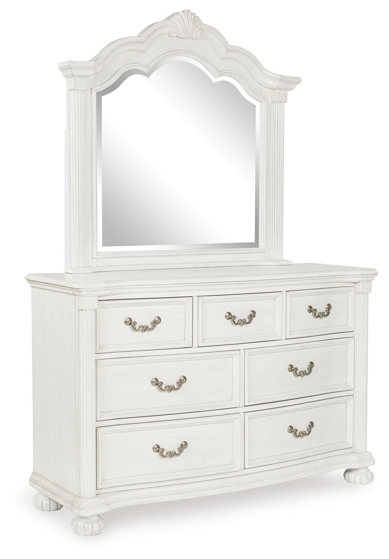 Montelaine - Antique White - Dresser And Mirror - JaxCo Furniture