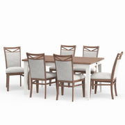 Americana Modern Dining - Rectangular Extendable Dining Table With 6 Upholstered Dining Chairs - Cotton - JaxCo Furniture