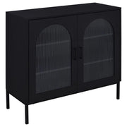 Jess - 2-Door Arched Fluted Glass Accent Cabinet - Black - JaxCo Furniture