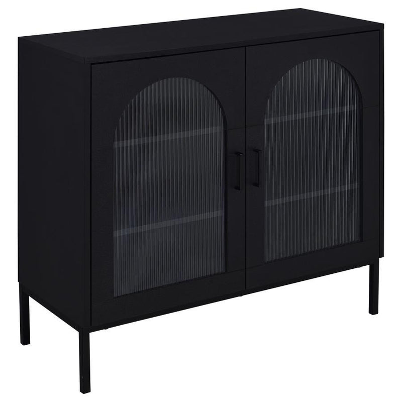 Jess - 2-Door Arched Fluted Glass Accent Cabinet - Black - JaxCo Furniture