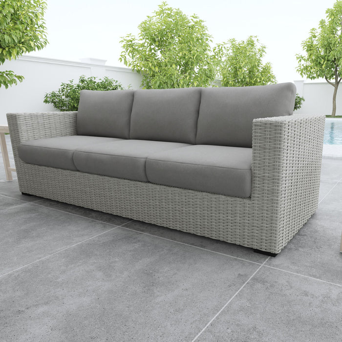 Blakley - Outdoor Sofa With Half Round Wicker - Gray - JaxCo Furniture