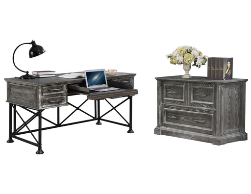 Gramercy Park - Writing Desk With Lateral File - Vintage Burnished Smoke - JaxCo Furniture
