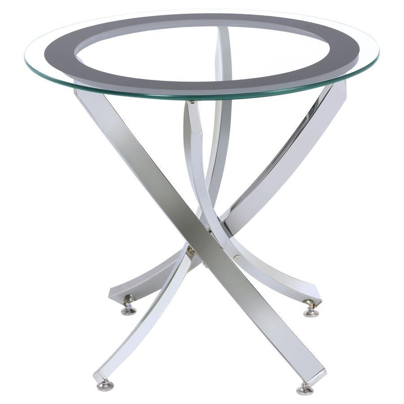 Brooke - Round Glass Top Side End Table Metal Base - JaxCo Furniture