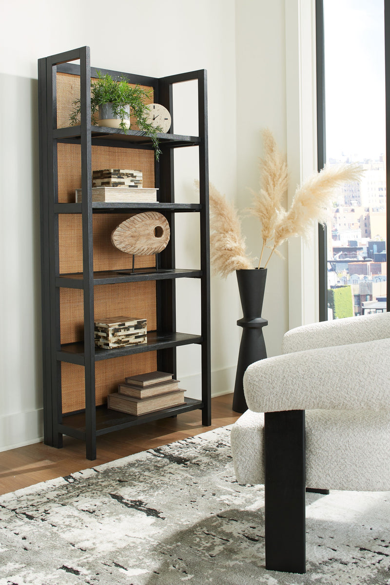 Abyard - Black / Natural - Bookcase - JaxCo Furniture
