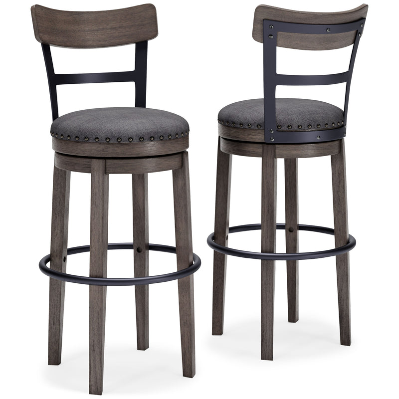 Caitbrook - Gray - Tall UPH Swivel Barstool - JaxCo Furniture