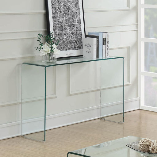 Ripley - Tempered Bent Glass Entryway Console Table - Clear - JaxCo Furniture