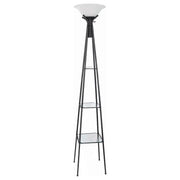 Gianni - 3-Shelf Frosted Torchiere Floor Lamp - Black - JaxCo Furniture