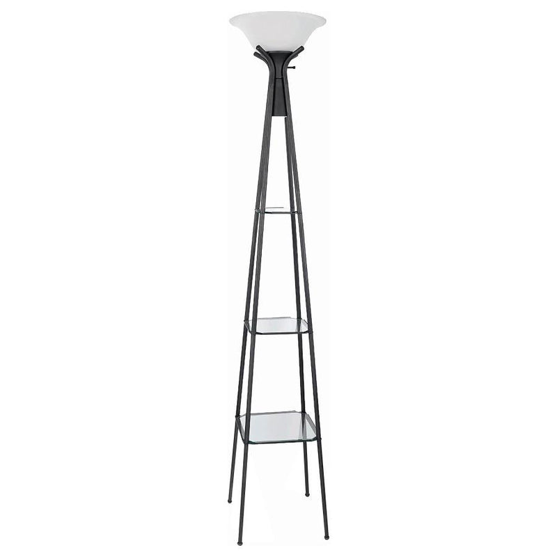 Gianni - 3-Shelf Frosted Torchiere Floor Lamp - Black - JaxCo Furniture