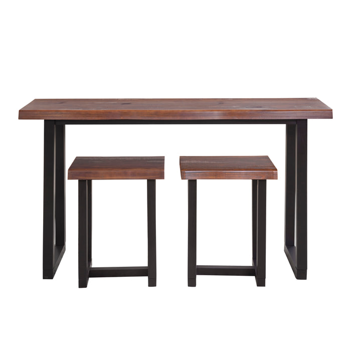 Jennings - Live Edge 3 Piece Counter Dining Set - Brown - JaxCo Furniture