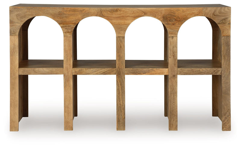 Luzmanacy - Natural Brown - Console Sofa Table - JaxCo Furniture