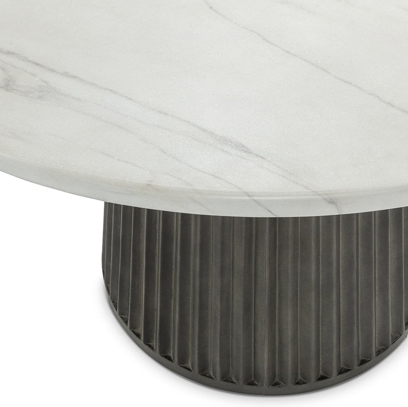 Caspia - 47" Outdoor Round Dining Table - White / Dark Gray - JaxCo Furniture