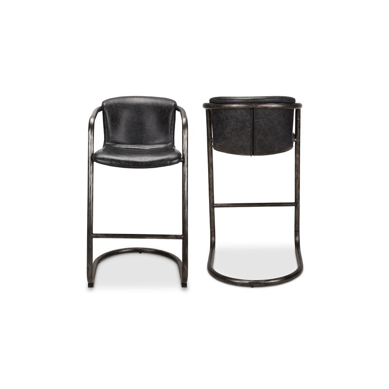 Freeman - Leather Barstool (Set of 2) - Onyx Black - JaxCo Furniture