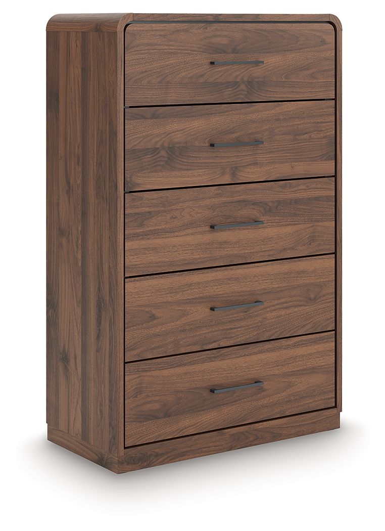 Fortlorn - Walnut Brown - Five Drawer Chest - JaxCo Furniture