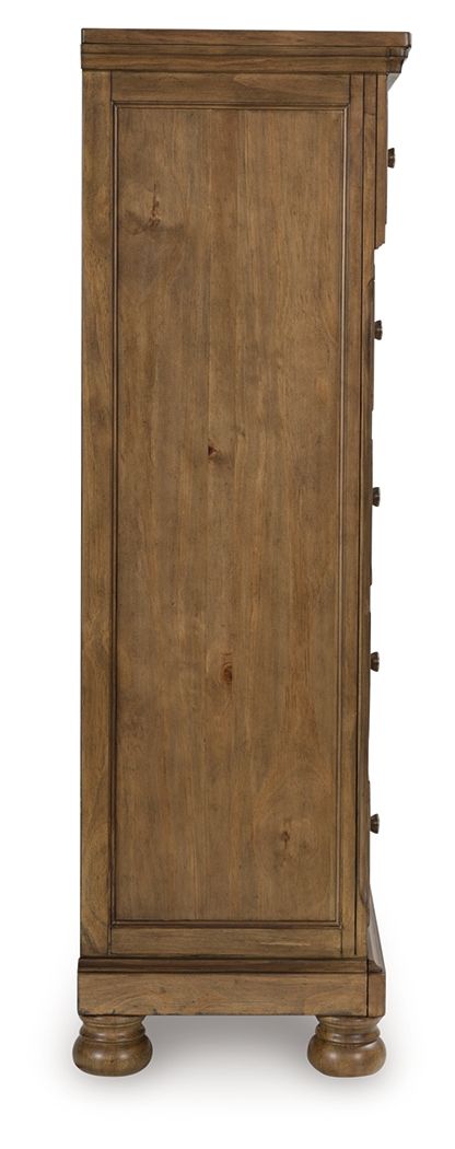 Feddinger - Medium Brown - Five Drawer Chest - JaxCo Furniture