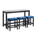 Marco - Bar Table Set Single Pack - White Top (Table + 3 Stool - Blue Velvet) - JaxCo Furniture