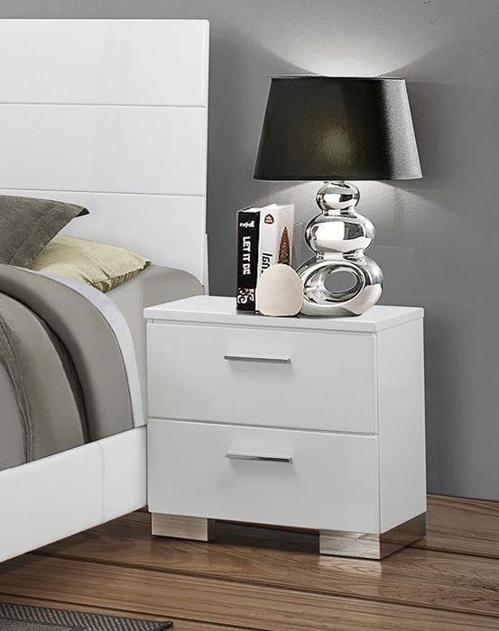 Felicity - 2-Drawer Nightstand - White High Gloss - JaxCo Furniture