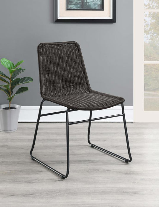 Dacy - Faux Rattan Metal Dining Side Chair (Set of 2) - Brown - JaxCo Furniture