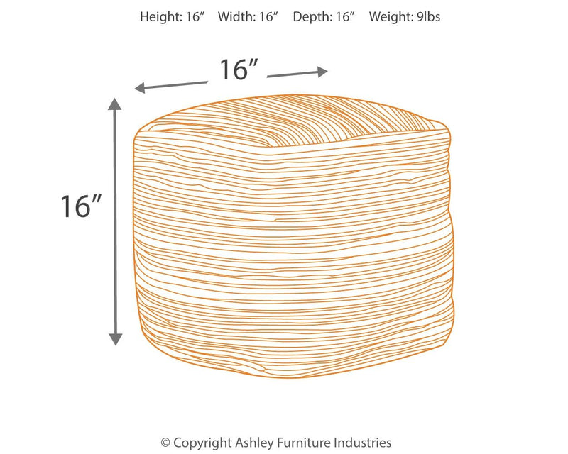 Absalom - Denim - Pouf - JaxCo Furniture