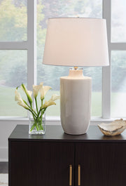 Cylener - Off White - Ceramic Table Lamp - JaxCo Furniture