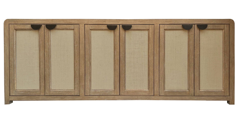 Escape - Console With Reversible Panel Doors - Glazed Natural Oak / Natural Cane - JaxCo Furniture