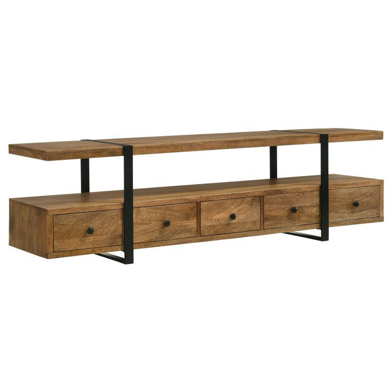 Otto - 5-Drawer Mango Wood TV Stand Media Console - Brown - JaxCo Furniture