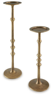 Larwick - Antique Brass Finish - Candle Holder Set (Set of 2) - JaxCo Furniture