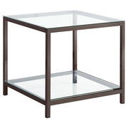 Trini - 1-Shelf Glass Top Side End Table - Black Nickel - JaxCo Furniture