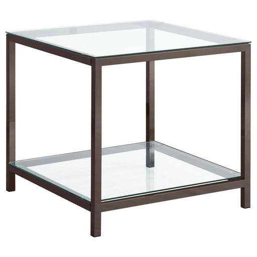 Trini - 1-Shelf Glass Top Side End Table - Black Nickel - JaxCo Furniture