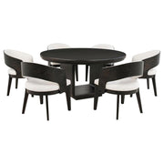 Leandro - 7 Piece Round Dining Table Set - Burnished Black - JaxCo Furniture