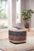 Jamal - Square Handwoven Woolen Pouf - Beige - JaxCo Furniture