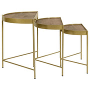 Tristen - 3 Piece Demilune Nesting Table - Brown And Gold - JaxCo Furniture