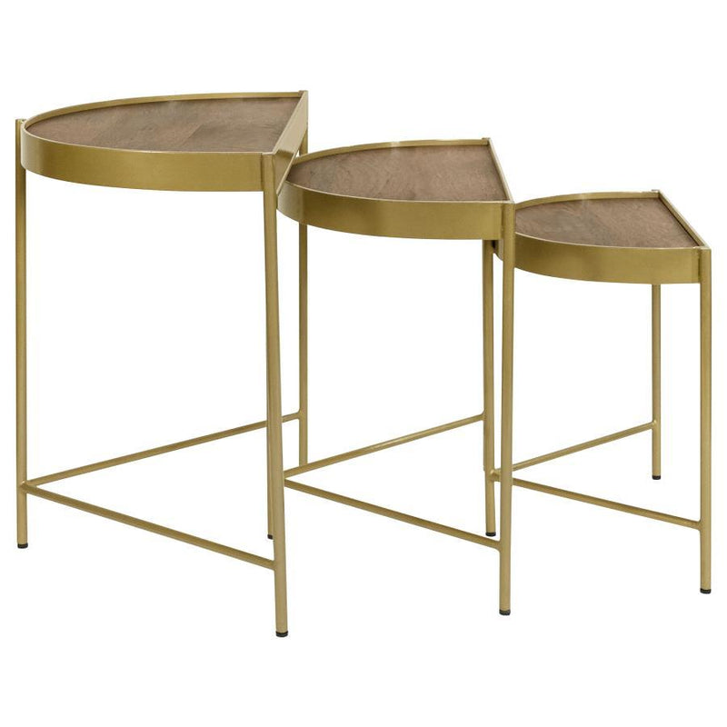 Tristen - 3 Piece Demilune Nesting Table - Brown And Gold - JaxCo Furniture