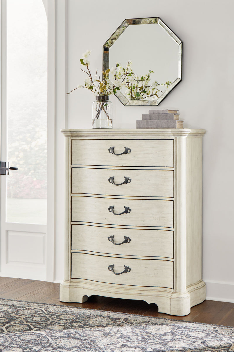 Arlendyne - Antique White - Five Drawer Chest - JaxCo Furniture