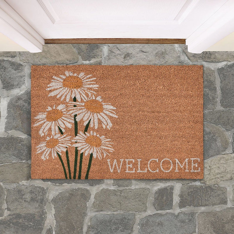 Doormats - Daisy Welcome Doormat - Ivory Multi / Natural - JaxCo Furniture