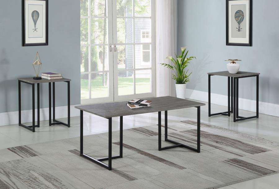 Nyla - 3 Piece Engineered Wood Coffee Table Set Weathered - Gray - JaxCo Furniture