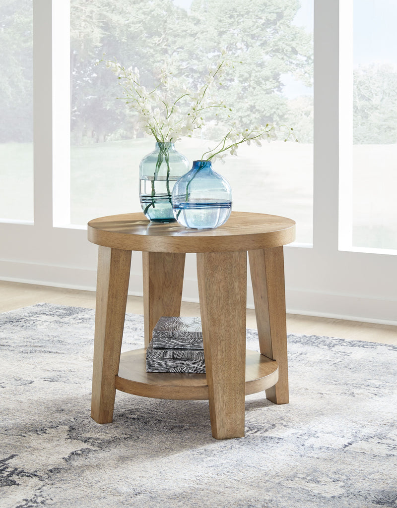 Kristiland - Light Brown - Round End Table - JaxCo Furniture