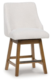 Cabalynn - Oatmeal / Light Brown - Upholstered Swivel Barstool (Set of 2) - JaxCo Furniture
