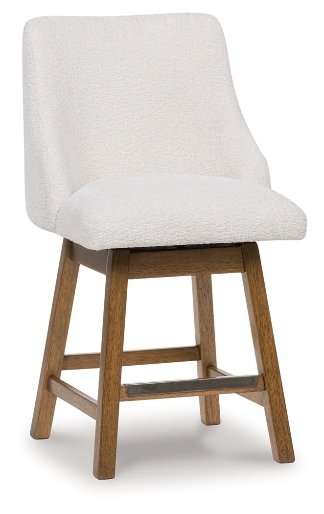 Cabalynn - Oatmeal / Light Brown - Upholstered Swivel Barstool (Set of 2) - JaxCo Furniture
