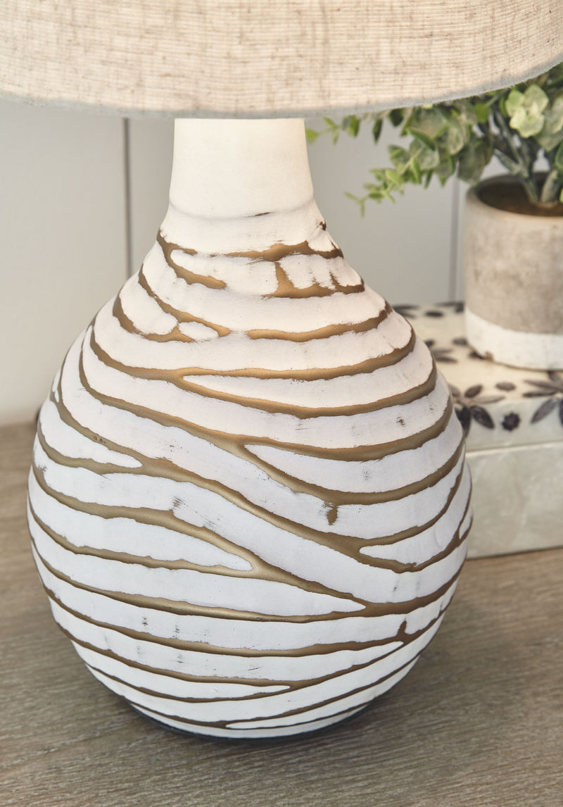 Aleela - White / Gold Finish - Metal Table Lamp - JaxCo Furniture
