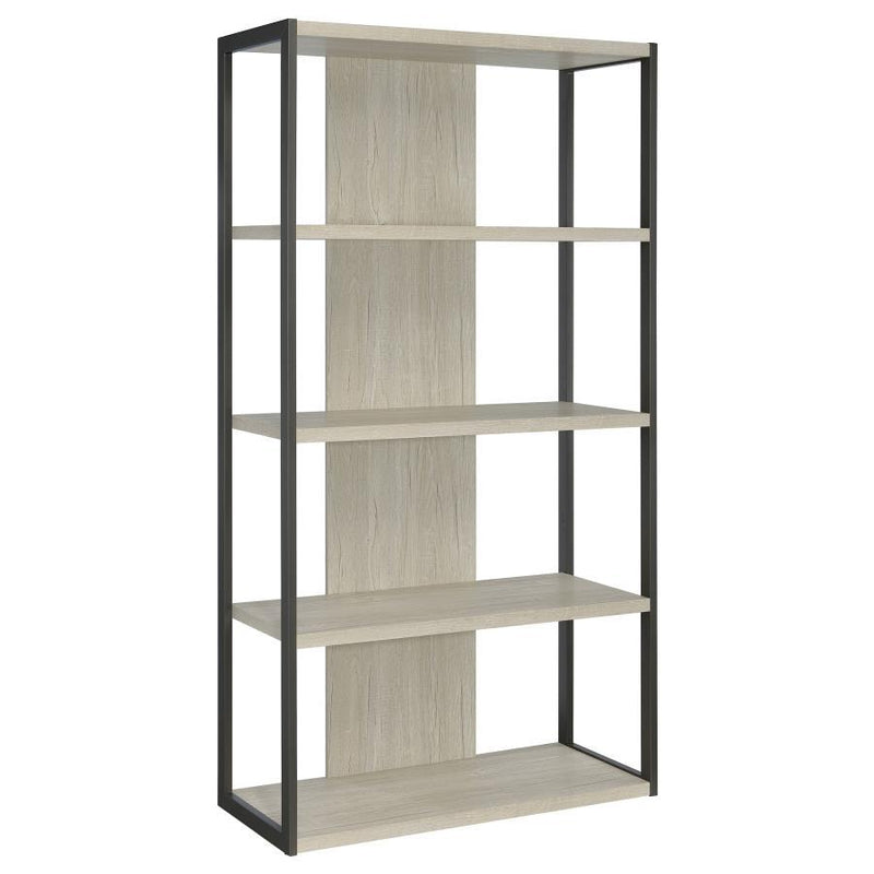 Loomis - 72" 4-Shelf Bookshelf - Whitewashed Gray - JaxCo Furniture