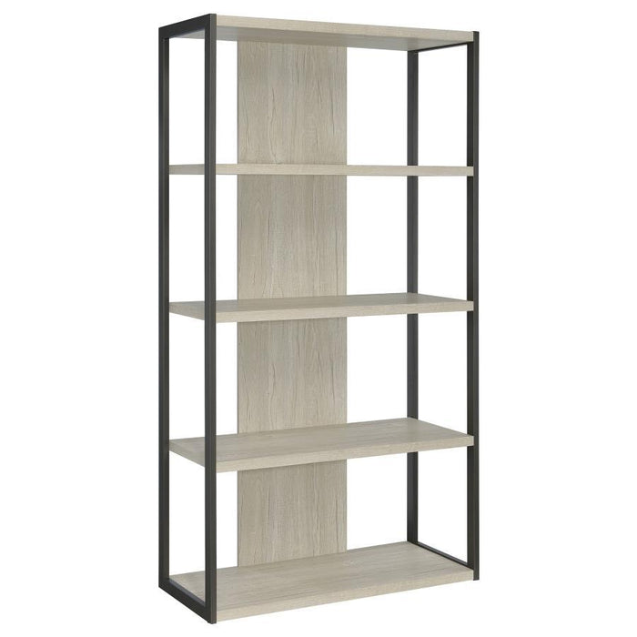 Loomis - 72" 4-Shelf Bookshelf - Whitewashed Gray - JaxCo Furniture